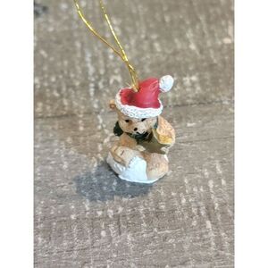 Mini teddy bear Santa hat star vintage ornament Xmas decor